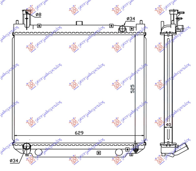 HLADNJAK MOTORA 2.4 TD(52.5x62.5x48)