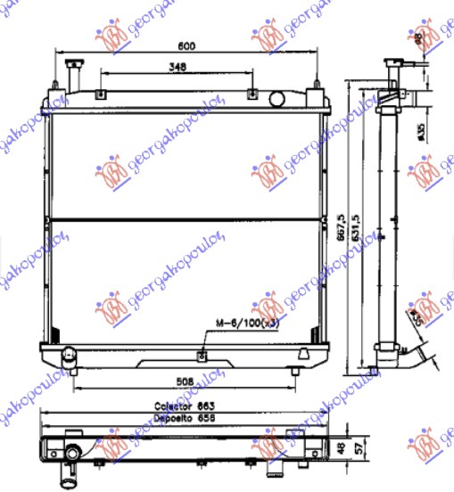 HLADNJAK MOTORA 2.4 DIZEL (52.5x62.5x26) 95-01