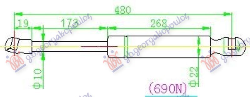 AMORTIZER GEPEK VRATA ALLROAD/KARAVAN 00- (480L-690N)