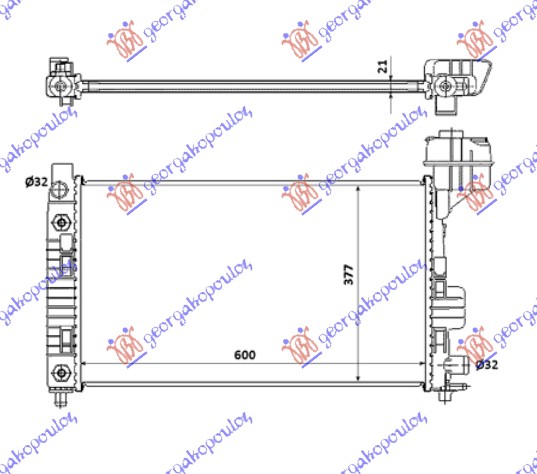 HLADNJAK MOTORA ZA SVE MODELE BENZIN (MAN/AUTO) (+/-AC) (600x359x22) SA POSUDOM