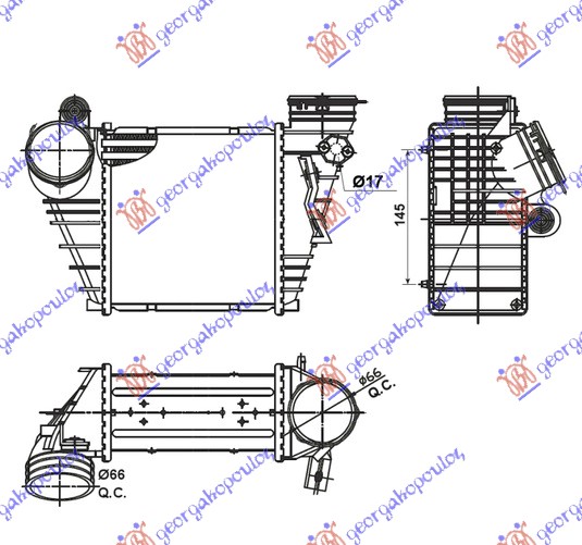 HLADNJAK INTERCOOLER 1.9TDI (18.3x18.9x8.5)ASZ