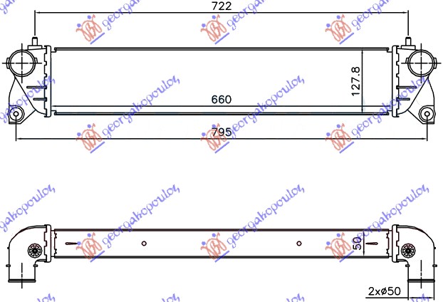 HLADNJAK INTERCOOLER 1.6-1.9 JTD (660x127x50)