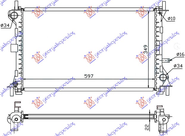 HLADNJAK MOTORA 1.4/1.6/1.8 (+/-AC) (60x35.8)