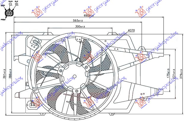 VENTILATOR KOMPLET (-AC) (4 KABLA)