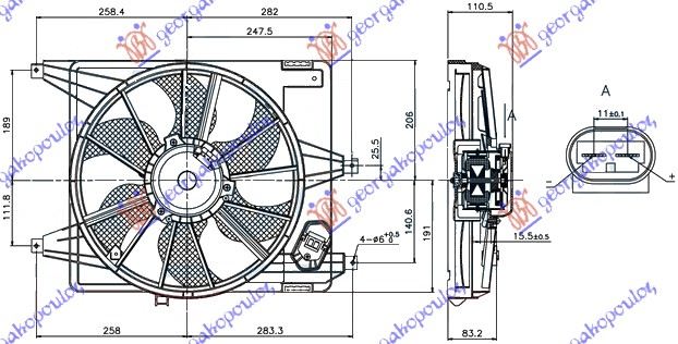 VENTILATOR KOMPLET (1.4/1.6) (38cm)