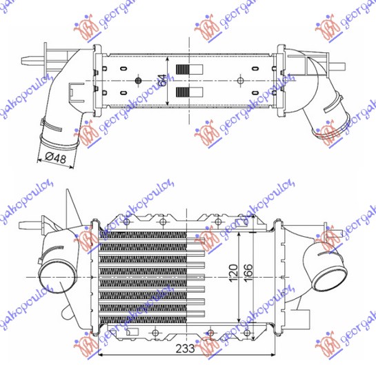 HLADNJAK INTERCOOLER 2.0-2.2TDI 16V (233x128)