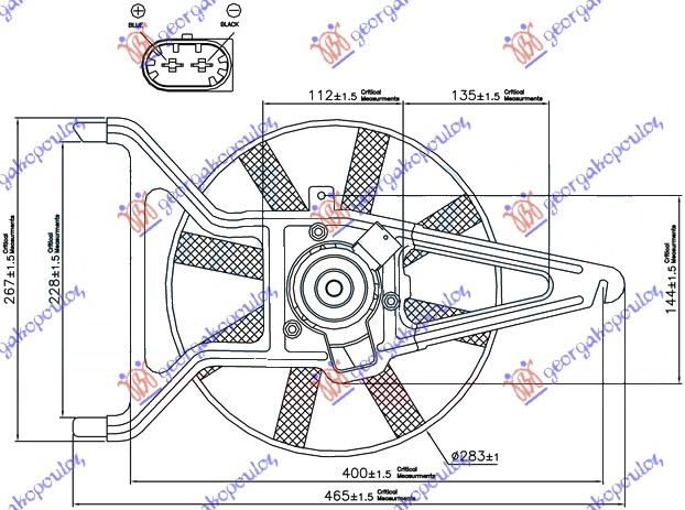 VENTILATOR HLADNJAKA KOMPLET (BENZIN) (-AC)