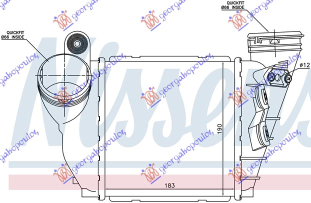 HLADNJAK INTERCOOLER BENZIN-DIZEL (18.3x19x6.5) 12mm