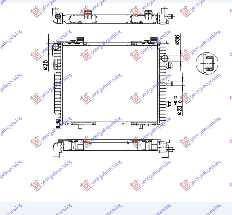 HLADNJAK MOTORA 2.0/2.3 KOMPRESSOR (MAN/AUTO) (+/-AC) (52x42) -00