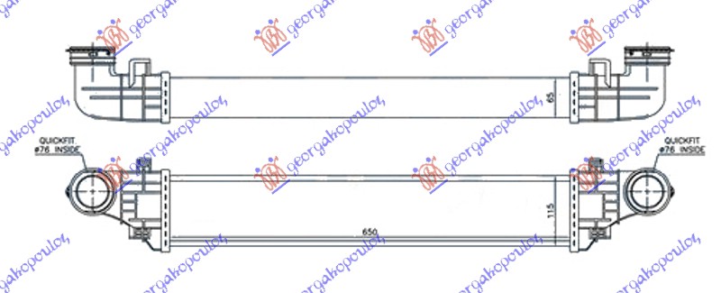 HLADNJAK INTERCOOLER 1.8i-16VKOM.2.7-3.2CDi(65x11.3x