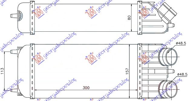 HLADNJAK INTERCOOLER 1.6HDi (300x158x80)