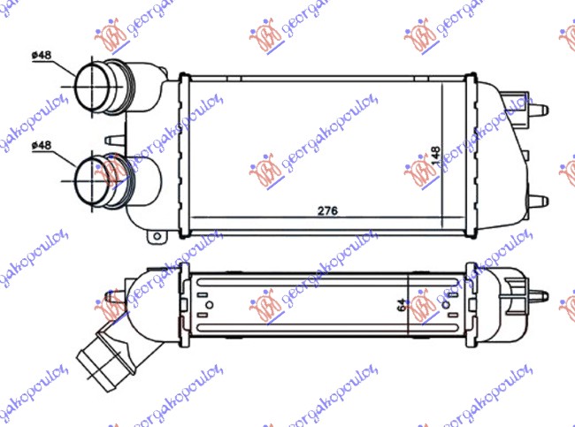 HLADNJAK INTRCOOLER 1.6 HDi DIZ (275x150x64) -06