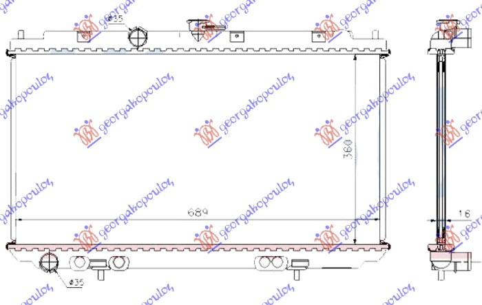 HLADNJAK MOTORA 2.0i 16V BENZIN (MAN) (+/-AC)(360x690) (CEVI 35/35)