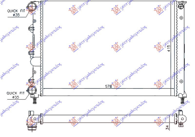 HLADNJAK 1.6 16v TWINSPARK 05- (580x410x