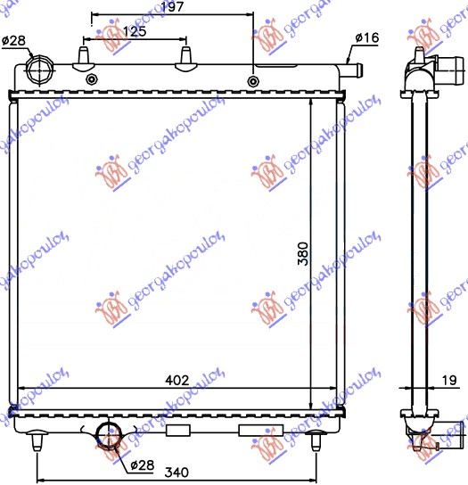 HLADNJAK MOTORA 1.4cc8V16V/-+A/C HDI(38x40.2x19)