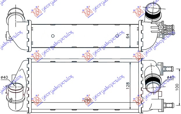 HLADNJAK INTERKULERA 1.3 JTD -09 / BENZIN (29x13x6.5)