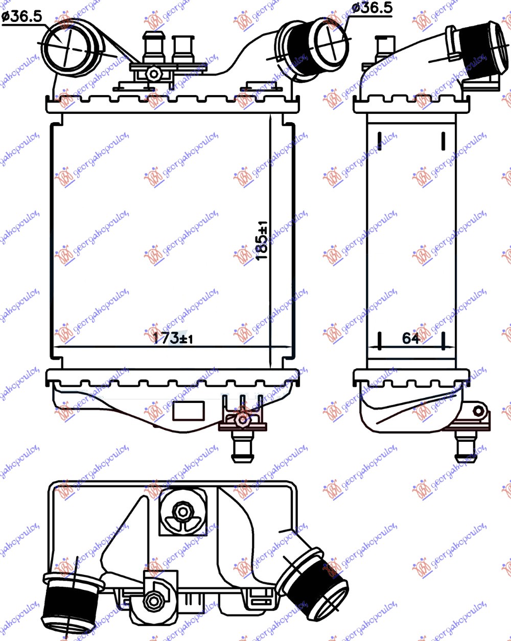 HLADNJAK INTERCOOLER ABARTH(185x173x64)