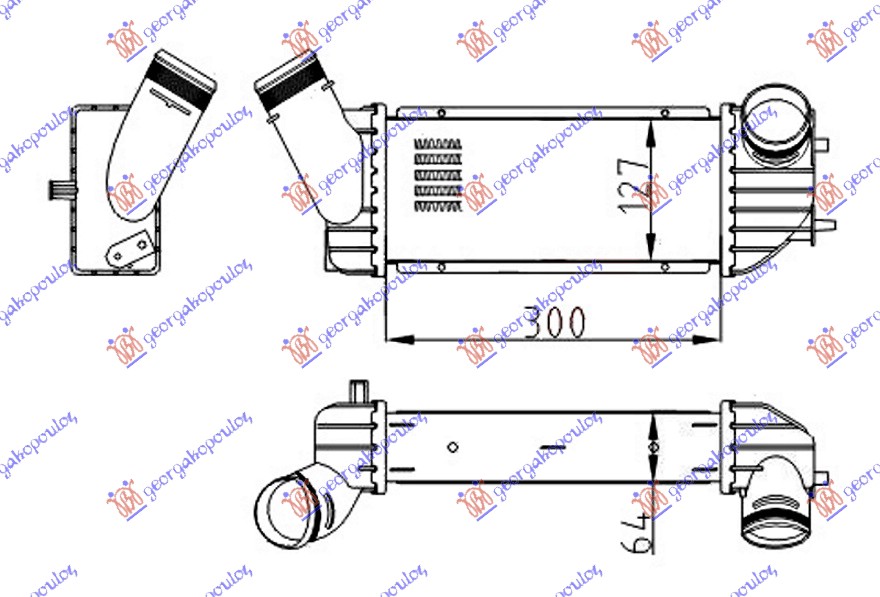 HLADNJAK INTERCOOLER 2.0 HDi DSL (300x125x64