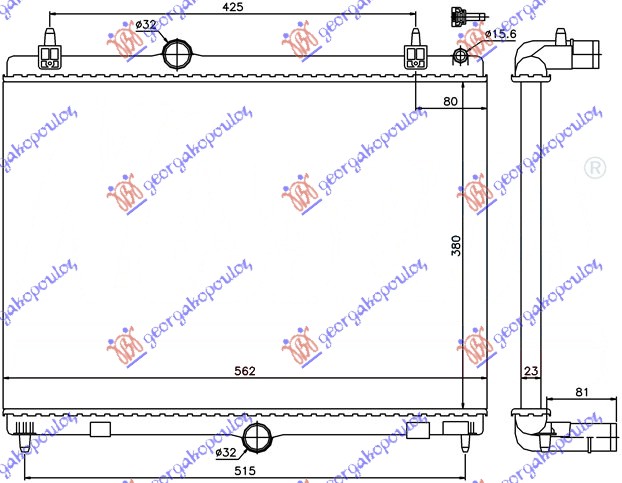 HLADNJAK MOTORA 1.6 THP-VTI BENZIN - 1.6 Hdi/2.0 HDi/BLUEHDi DIZEL (MAN) (380x560) (LEMLJEN SPOJ)