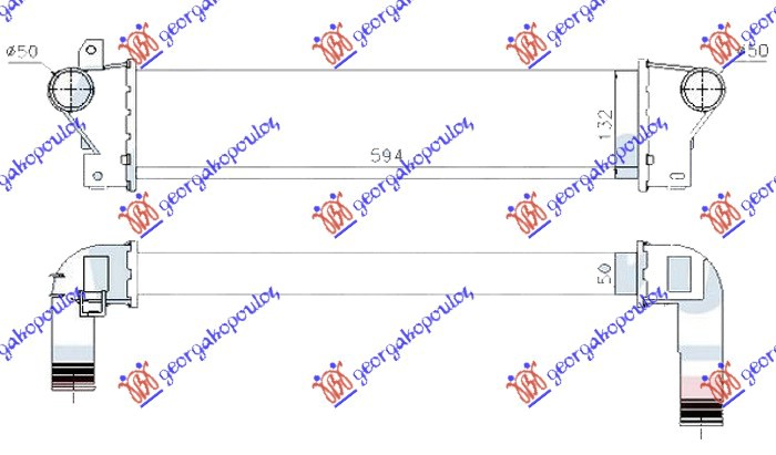 HLADNJAK INTERCOOLER 2.0 DIZEL 00- (594x132x50)