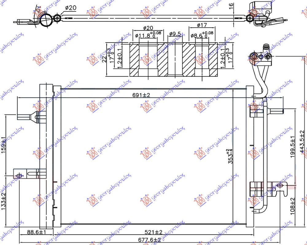 HLADNJAK KLIME 1.4/1.6/1.8 BENZIN (484x353x16) 09-