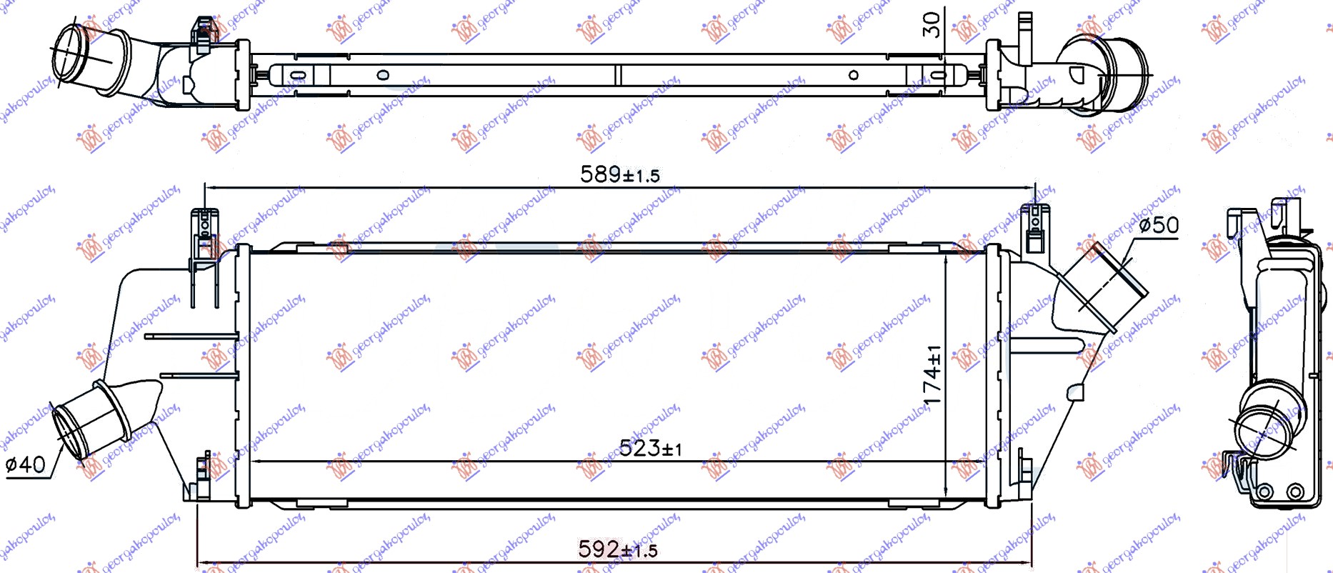 HLADNJAK INTERKULERA 1.5 DCI (523x174x30) 05-