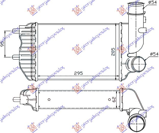 HLADNJAK INTERCOOLER TURBO DIZEL(295x202x60)