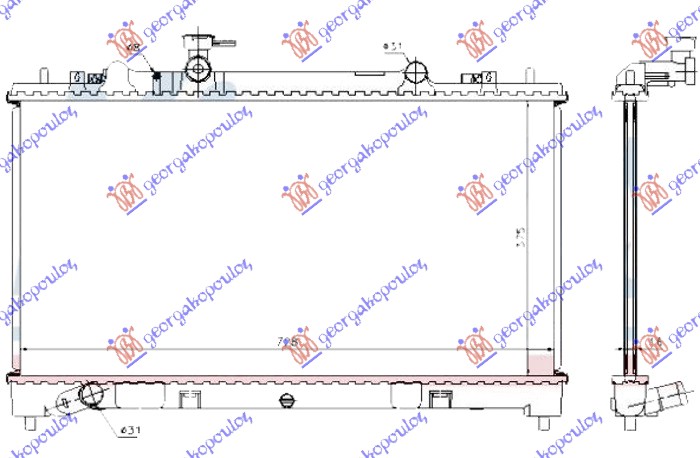 HLADNJAK MOTORA 1.8/2.0/2.3 BENZIN (MAN) (375x730x16) 05-