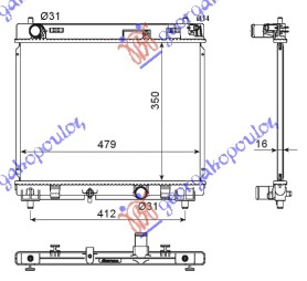 HLADNJAK MOTORA DIZEL 1.4 D-4D(66KW)(350x480x16