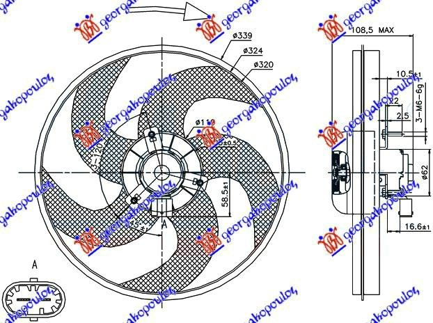 VENTILATOR KOMPLET (BENZIN/DIZEL) (-AC)