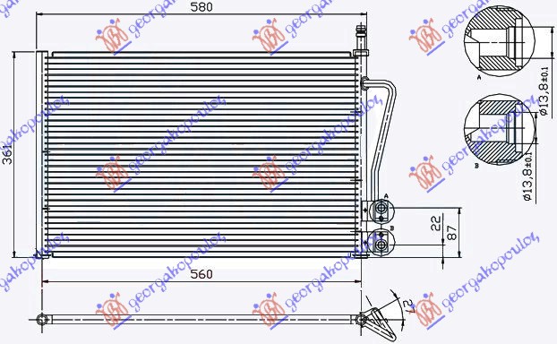 HLADNJAK KLIME BENZIN - 1.4TDCi DIZEL (530x335x16)