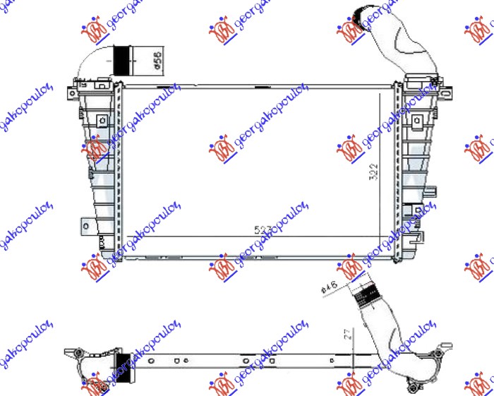 HLADNJAK INTERKULERA 2.0 BENZIN - 1.7/1.9 CDTI DIZEL (523x322)(NISSENS)