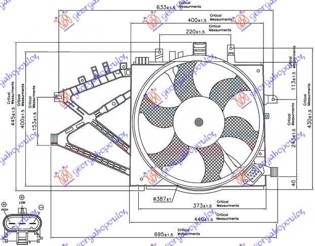 VENTILATOR HLADNJAKA KOMPLET BENZIN/DIZEL (+/-AC)