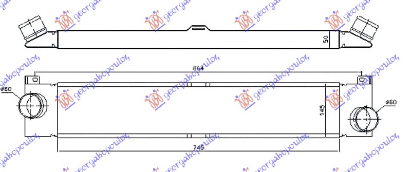 HLADNJAK INTERCOOLER 2.3 JTD DIZEL(745x145x50)