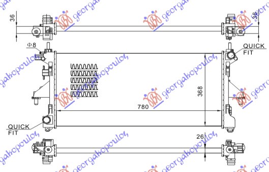 HLADNJAK MOTORA 2.3 JTD (-AC) DIZEL (MAN) (780x380x34) (MEHANICKI SPOJ)