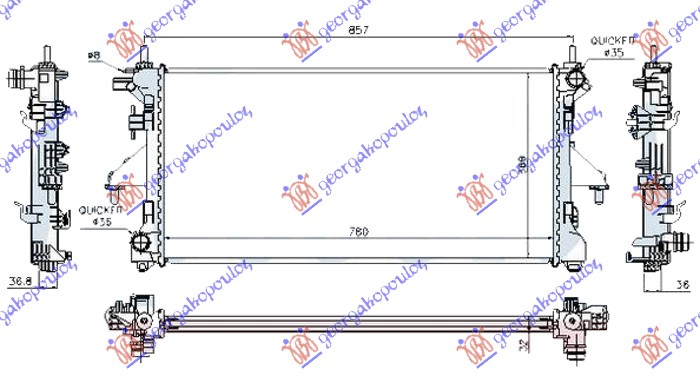 HLADNJAK MOTORA 2.3 JTD (-AC) DIZEL (MAN) (780x380x26) (LEMLJEN SPOJ)