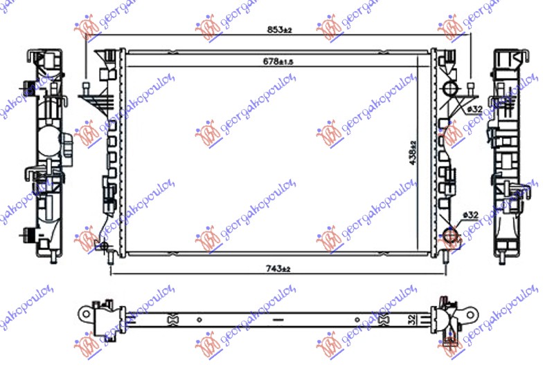 HLADNJAK MOTORA 1.9/2.0 DCi DIZEL (678x438x32) MALI NOSACI