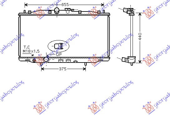 HLADNJAK MOTORA 2.0i16V+/-A/C (37.5x71.3)MANUA