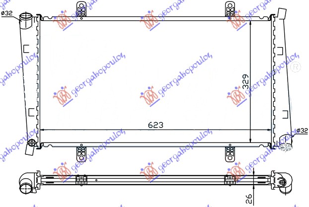 HLADNJAK MOTORA 1.9 T.D (62.2x33x27) 00-06