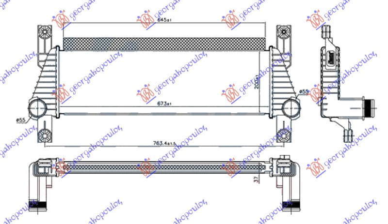 HLADNJAK INTERKULERA 2.2 TDCi DIZEL (673x200x37)