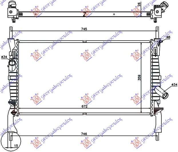 HLADNJAK MOTORA 2.2/2.3 TDCI 2.4i (-AC) (67x38)