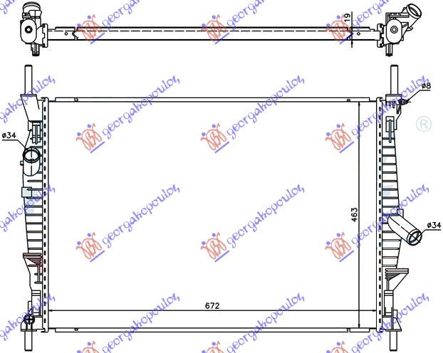 HLADNJAK MOTORA 2.2/2.4 TDCi (-AC) (67.5x45.5)