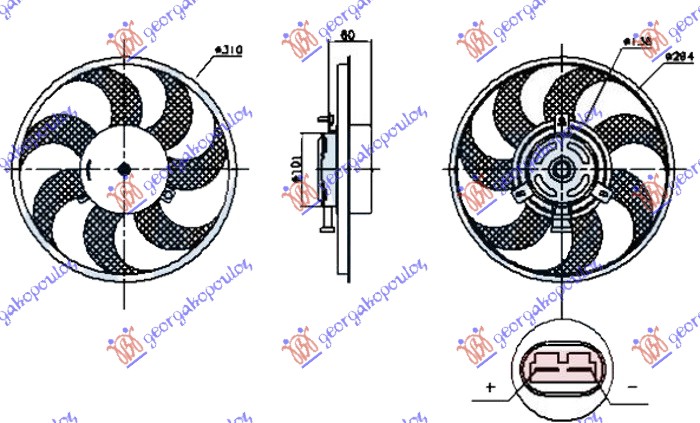 VENTILATOR BEN-DIZ MOT+ELI (300)PRIK.NA MOT.