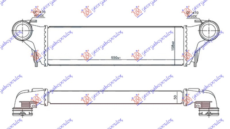 HLADNJAK INTERKULERA 3.0 D DIZEL (550x158x50) CEV 70