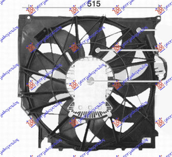 VENTILATOR KOMPLET (2.5/3.0 BENZIN - 2.0/3.0 DIZEL) (490mm) (3 PIN)