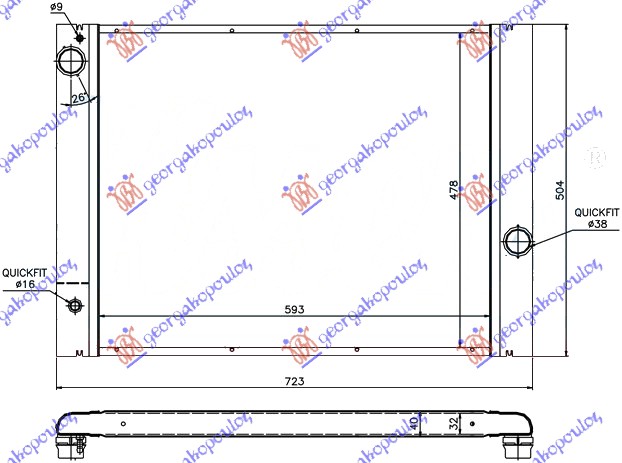 HLADNJAK MOTORA ZA SVE MODELE BENZIN (AUTO) (62x49) (MAHLE BEHR PREMIUM LINE)