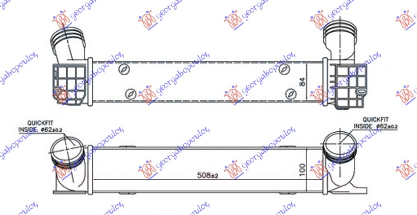 HLADNJAK INTERKULERA 2.0 (316D-318D-320D) DIZEL (510x100x84) CEV 62/62