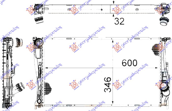 HLADNJAK MOTORA 3.0 (135i) BENZIN (MAN) - 2.0 (116D-118D-120D-123D) DIZEL (MAN/AUTO) (600x340x32) 1 CEV (MAHLE BEHR)