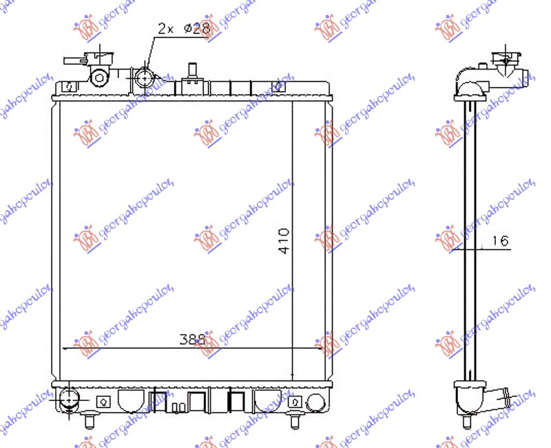 HLADNJAK MOTORA 1.1 12V +/-A/C (41x39.5