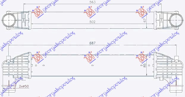 HLADNJAK INTERKULERA 1.9 TDi (500x70x88) -00